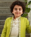 Off White Kurta Set With Hand Embroidered Jacket