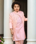 Peach Kurta Set With Embroidered Jacket