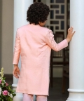 Peach Kurta Set With Embroidered Jacket