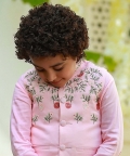 Peach Kurta Set With Embroidered Nehru Jacket