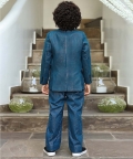 Blue Organic Cotton Lurex Blazer Jacket Set