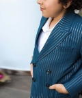 Blue Organic Cotton Lurex Blazer Jacket Set