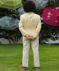 Yellow Striped Suit Jacket Set