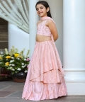 Peach Embroidered Lehenga Set