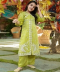 Green Embroidered Jacket Set
