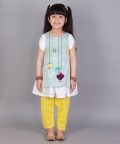 Kite Embroidered Blue White Frock Pyjama Set