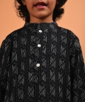 Black Kantha Kurta Set