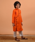 Orange Asymmetric Kurta Set