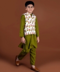 Olive Green Nehru Jacket Kurta Set