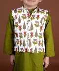 Olive Green Nehru Jacket Kurta Set