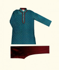 Turquoise Block Printed Kurta Set