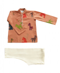 Peach Printed Kurta Set