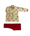 Beige Printed Kurta Set