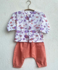 Whitewater Kids Unisex Organic Koi Peach Print Kurta Pants