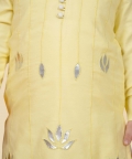 Light Yellow Cotton Silk Embroidered Kurta With Pyjama