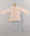 Kurta With Floral Embroidered Jacket And Pyjama