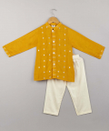 Kurta With Gota Work And White Pyjama
