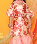 Girl Floral Print Pink Kurta With Sharara And Dupatta