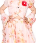 Girl Ivory Floral Print Lehenga Choli With Dupatta