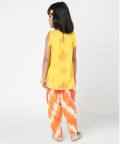 Marigold Magic Girls Yellow Embroidered Kurta With Dhoti Set