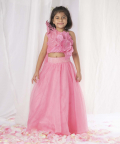 Pink 3D Flower Ghaghra Set
