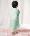Green Bandhej Kurta Nehru Jacket Set