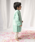 Green Bandhej Kurta Nehru Jacket Set