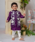 Purple And White Neheru With Kurta Set