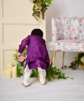 Purple And White Neheru With Kurta Set