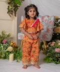 Orange Patola Top With Pant Set