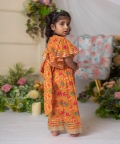 Orange Patola Top With Pant Set