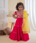 Pink Heavy Gota Embroidered  Ghaghra Set