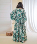 Bold Leaf Embroidered Top With Ghaghra