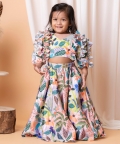Blue Boho Ruffled Ghaghra Set