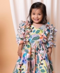Blue Boho Ruffled Ghaghra Set