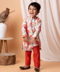 Red Elephant Kurta Set