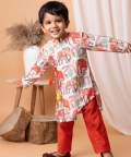 Red Elephant Kurta Set