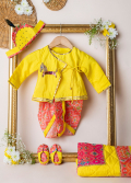 Yellow Horse Patola Jamna Set With Wrap