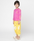 Marigold Magic Boys Pink Embroidered Kurta With Dhoti Set