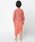 Golden Weaves Boys Orange Kurta With Dhoti Set