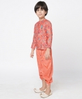 Golden Weaves Boys Orange Kurta With Dhoti Set