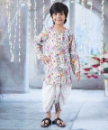 Kurta Dhoti & Garden Guldaudi Floral Print And Pearl Buttons