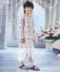 Kurta Dhoti & Garden Guldaudi Floral Print And Pearl Buttons