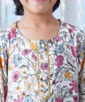 Kurta Dhoti & Garden Guldaudi Floral Print And Pearl Buttons