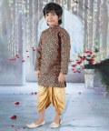 Bageecha Floral Thread Work Angrakha Sherwani With Dhoti