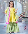 Angrakha Kurta With Sharara, Dupatta And Potli With Ghungroo