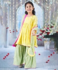 Angrakha Kurta With Sharara, Dupatta And Potli With Ghungroo