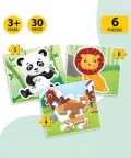 Jungle And Farm Animals - 15 Puzzle Pcs Each, Set Of 2
