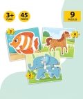Jungle, Farm & Ocean Animals - 15 Puzzle Pcs Each,Set Of 3