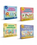 Jungle, Farm, Baby & Ocean Animals-15 Puzzle Pcs Each,Set- 4